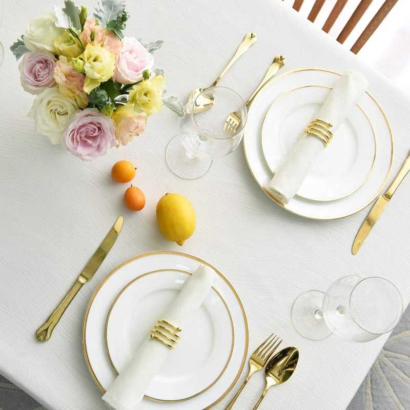 maxmill Jacquard Cloth Napkin 20 x 20 Inch Swirl Pattern Solid Washable Polyester Dinner Napkins Set of 4 with Hemmed Edges Great for Family Holiday Dinners Weddings Parties and Banquets Ivory - Image 5
